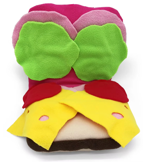 Colorful hand puppet designed as a sandwich with lettuce, cheese, tomato, and layers of bread for imaginative play