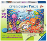 Colorful 24-piece underwater themed floor puzzle with friendly sea creatures for children aged 3 and up.