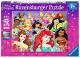 Colorful 150-piece Ravensburger puzzle featuring beloved Disney Princesses for children aged 7 and up.