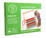 pegLoom weaving kit with colorful yarn and wooden loom for creating beautiful tapestry projects at home