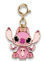 Gold swivel charm featuring a cute pink angel character with large eyes and outstretched ears for charm bracelets