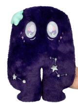 Soft plush midnight crawler mini with celestial star details and expressive eyes in deep purple tones