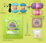 The Woobles Crochet Kit | Irving the Mushroom with yarn crochet hook stuffing and step by step instructions
