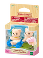 Biscuit Bear Twins bear figures in colorful packaging with one seated in a blue toy car