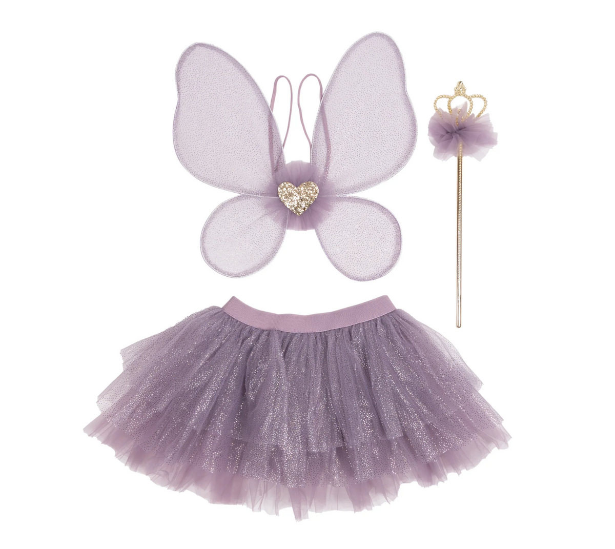 Royal Fairy Princess Skirt Set | Purple with fairy wings and flower wand