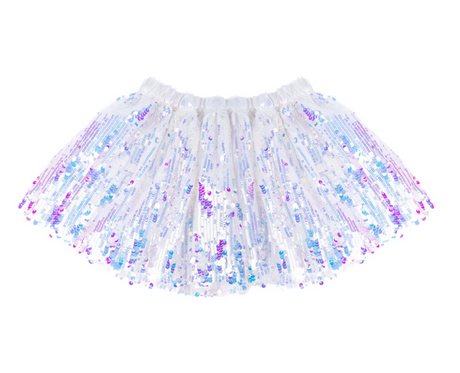 Sequins Concert Queen Skirt with shimmering white and iridescent sequins