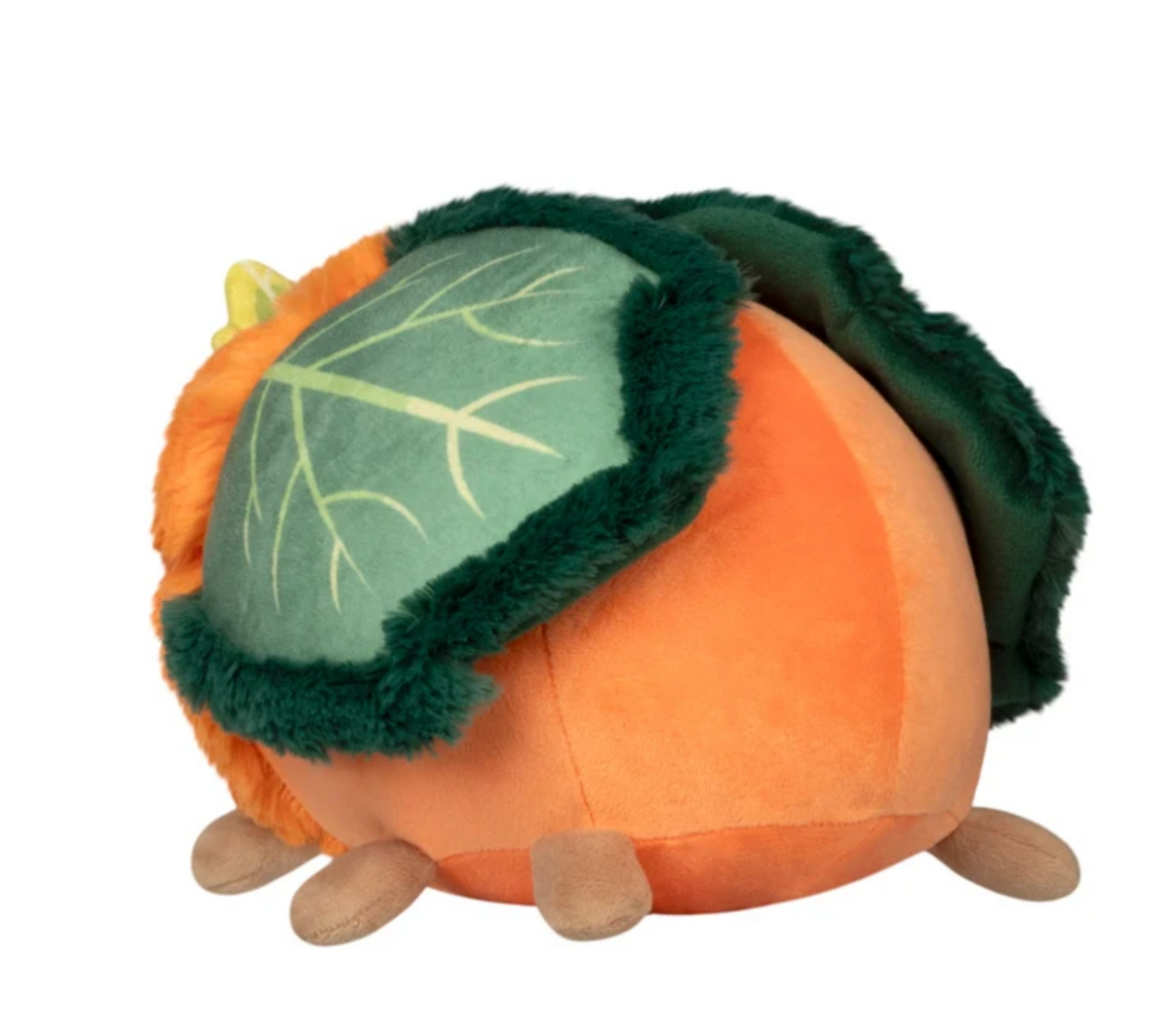 Pumpkin Patch Moth Mini plush toy with a soft orange pumpkin body and leafy green wings