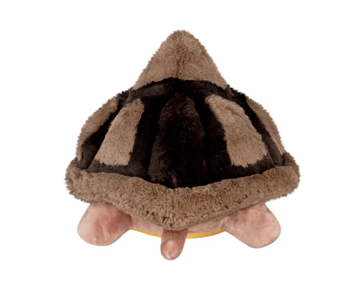 Soft plush Giant Tortoise toy with a textured brown shell and gentle earthy colors