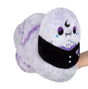 Goth Worm Mini lavender plush worm with fanged face and black scarf