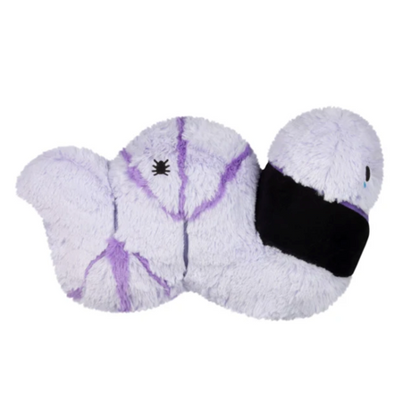 Goth Worm Mini lavender plush worm with purple accents and a black face covering