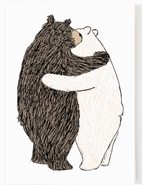 Bear Hug Card featuring two illustrated bears embracing