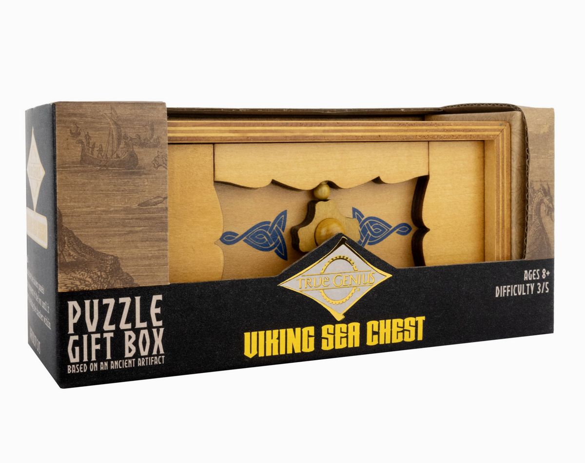 True Genius | Viking Sea Chest wooden puzzle gift box packaging