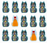 Cool Cats in Silly Hats illustrated cat designs featuring colorful hats and playful lettering
