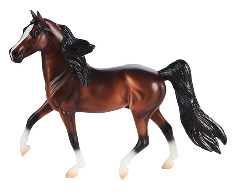 Bay Morgan brown horse figurine with flowing black mane and tail