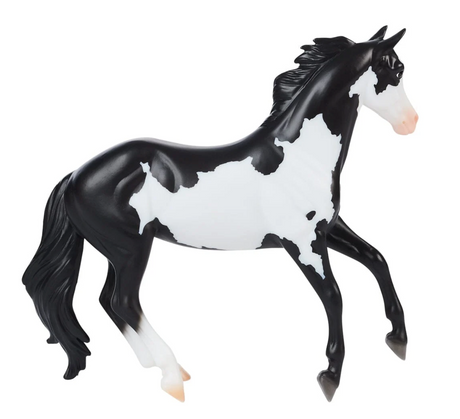 Black Frame Overo Stock Horse toy figurine with striking black and white markings