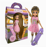 Lottie Skate Park doll set with two dolls and a purple skateboard in colorful packaging