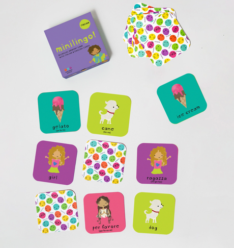 Minilingo! | Italian/English bilingual flashcard game with colorful illustrated vocabulary cards