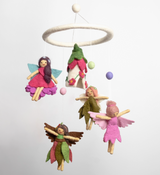 Felt Mobile | Baby Fairy with colorful felt fairies and hanging pastel stars for a nursery ceiling decor piece