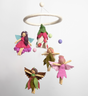 Felt Mobile | Baby Fairy with colorful felt fairies and hanging pastel stars for a nursery ceiling decor piece