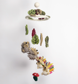 Felt Mobile | Hedgehog with woodland leaves and hanging hedgehog ornaments