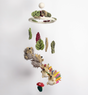 Felt Mobile | Hedgehog with woodland leaves and hanging hedgehog ornaments