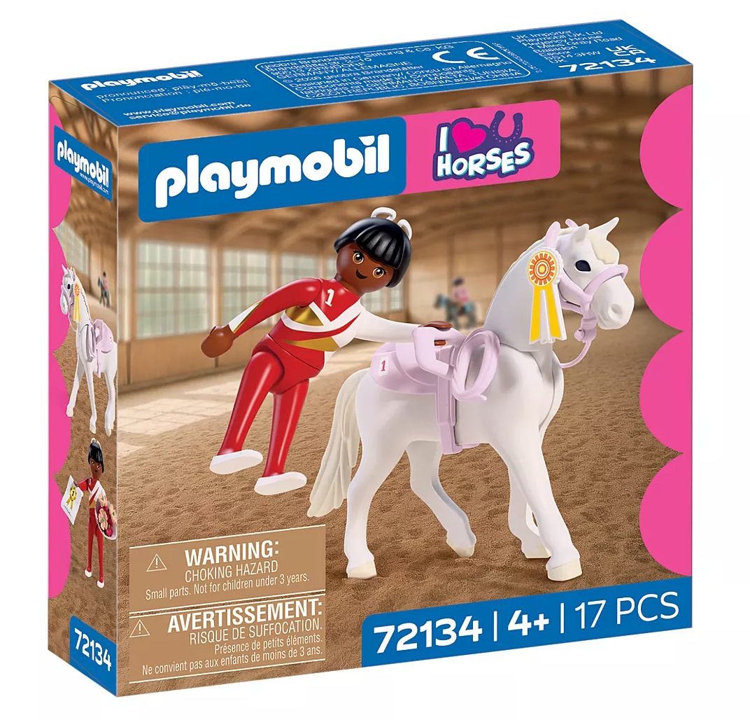 Horses | Equestrian Vaulting toy set with rider and white horse