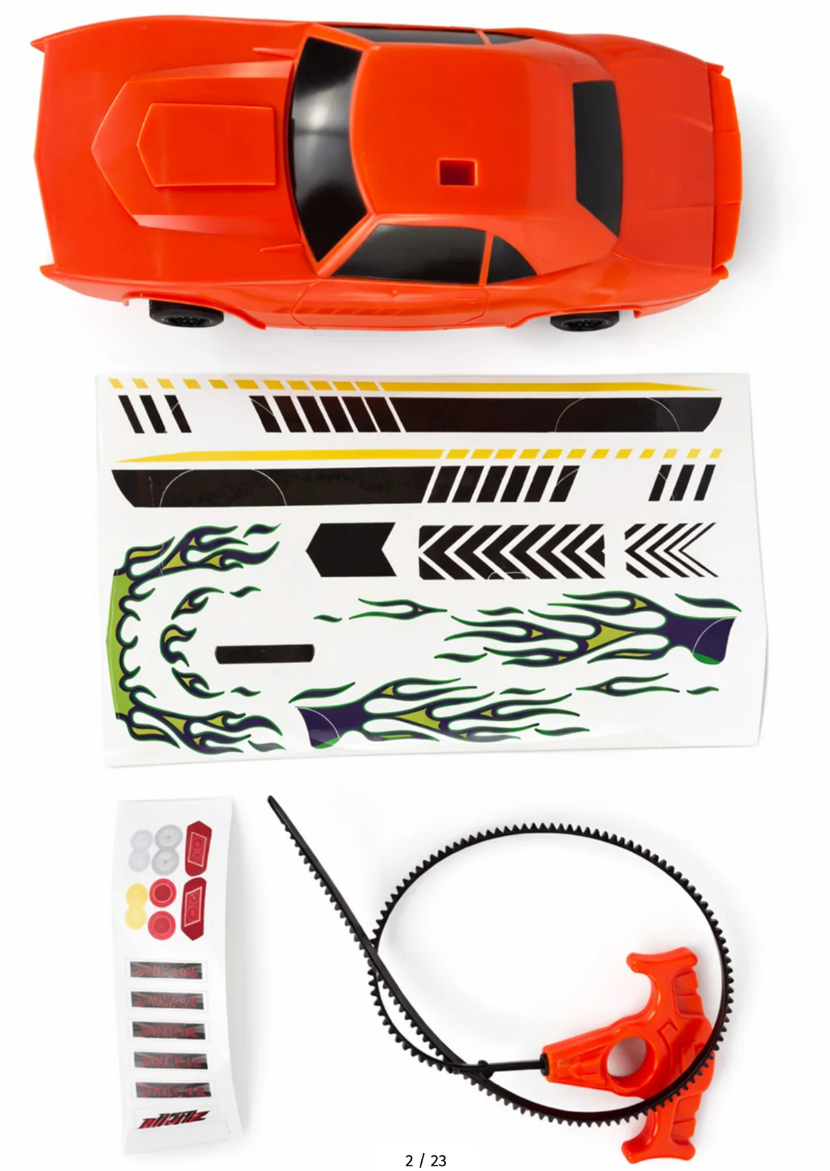 Speed Ripperz Muscle Car | Orange Torque toy car with racing decals and pullback motor parts