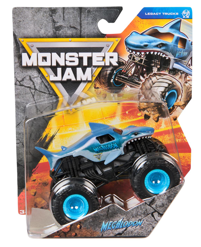 Monster Jam 1:64 Scale Monster Truck toy in Megalodon shark design packaging