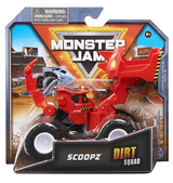 Monster Jam 1:64 Scale Dirt Squad red toy vehicle in retail packaging