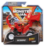 Monster Jam 1:64 Scale Dirt Squad red toy vehicle in retail packaging