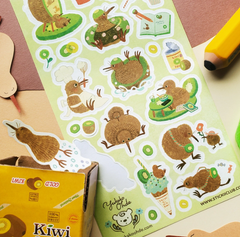 Sweet Kiwi Home Stickers sheet with colorful kiwi fruit and kiwi bird illustrations