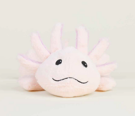 Warmies | Pink Axolotl plush toy with a smiling face and soft pink frilled gills