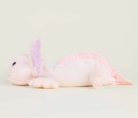 Warmies | Pink Axolotl plush toy with soft pink body, frills, legs, and long tail