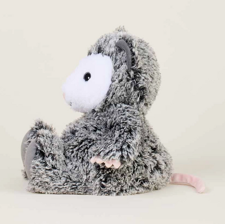 Warmies | Opossum, gray plush stuffed animal with a pink tail