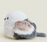 Warmies | Japanese Fairy Bird plush toy with soft white, brown, and gray feathers and a long tail