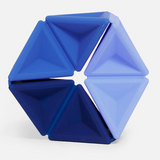 Speks. Pivot. blue hexagonal fidget toy arranged in a geometric shape