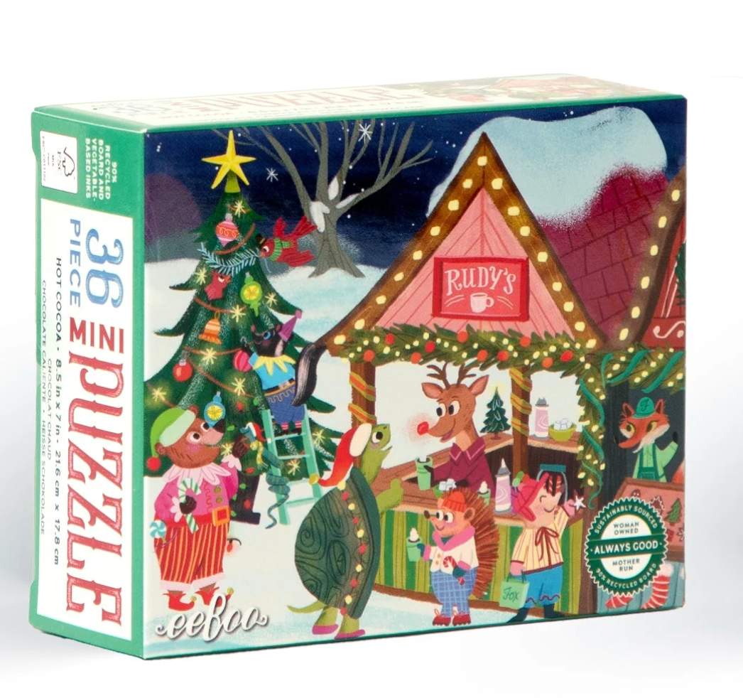 36pc Christmas Village Mini Puzzle featuring a festive winter village scene