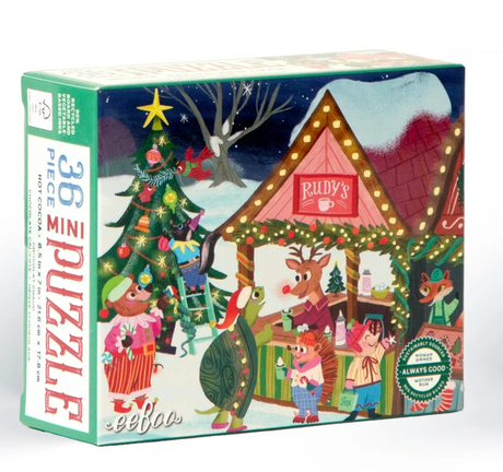 36pc Christmas Village Mini Puzzle featuring a festive winter village scene