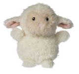 Again Friends Rattle soft plush lamb with floppy ears and fluffy cream fur