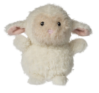 Again Friends Rattle soft plush lamb with floppy ears and fluffy cream fur