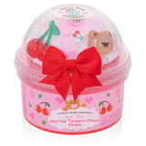 Bear's Best Shirley Temple Slime featuring glossy pink slime, cherry charms, bear charm, and red bow packaging.
