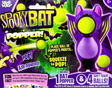 Popper Spooky Bat toy with purple bat design, soft foam balls, and air-powered popping action for kids 5 and up.