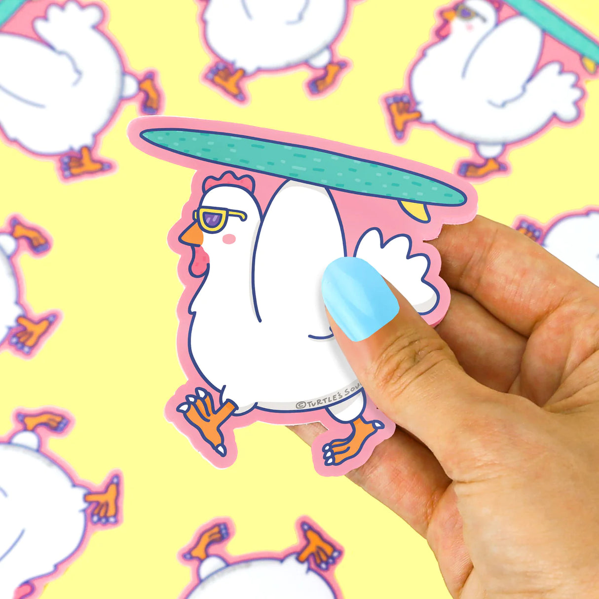 Surfing Chicken Sticker