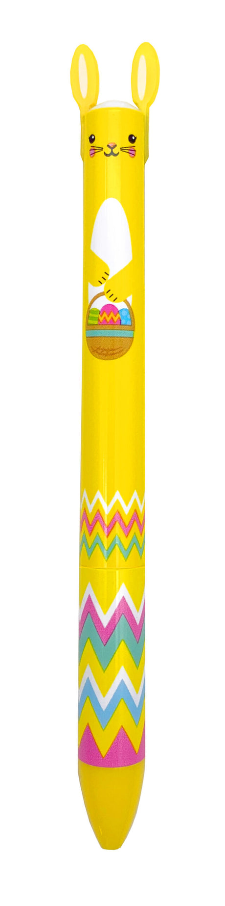 Twice as Nice 2 Color Click Pen Easter Bun with bunny ears and Easter egg basket, perfect for Easter baskets.
