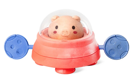Bath Paddle Ship Space Piggy bath toy with blue paddles and a piggy astronaut in a red space ship.