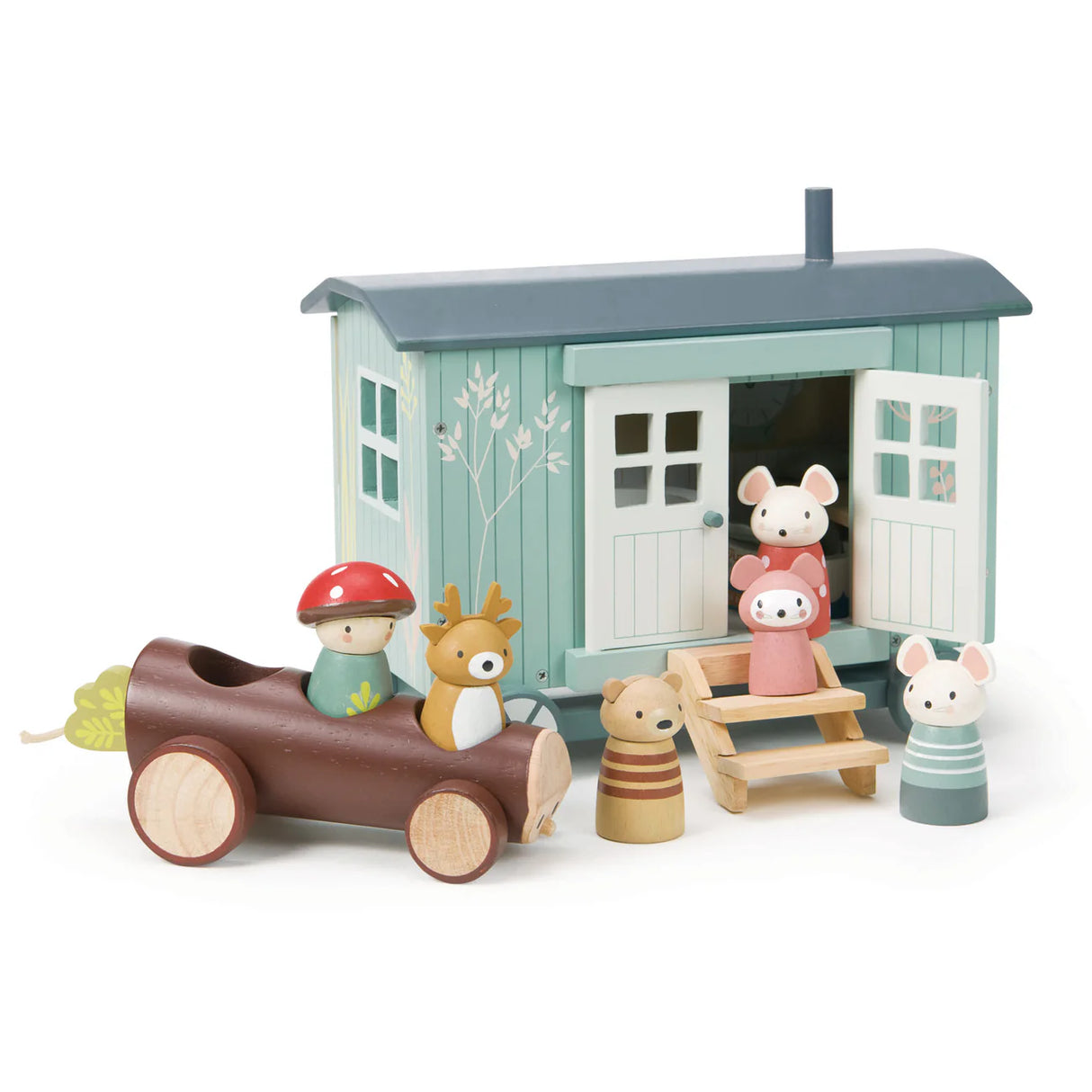 Secret Meadow Shepherd's Hut toy playset with wooden animal figures and detailed hut for imaginative play.