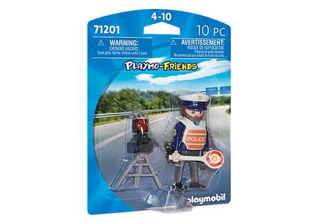 Playmo-Friends | Traffic Policeman figure with police ladle, radar, and accessories for creative traffic play.