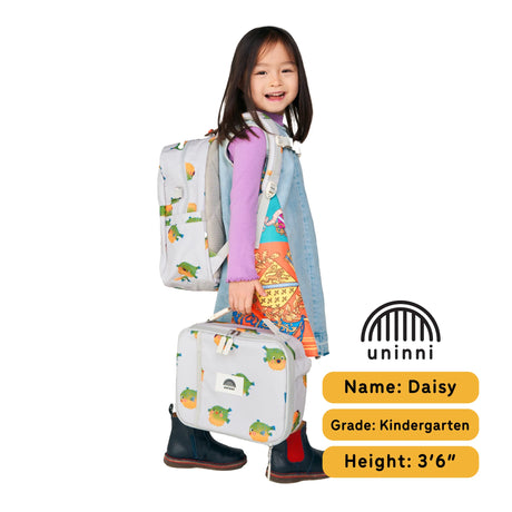 Ethan Backpack | Pufferfish school bag worn by a child, featuring padded straps and multiple compartments.