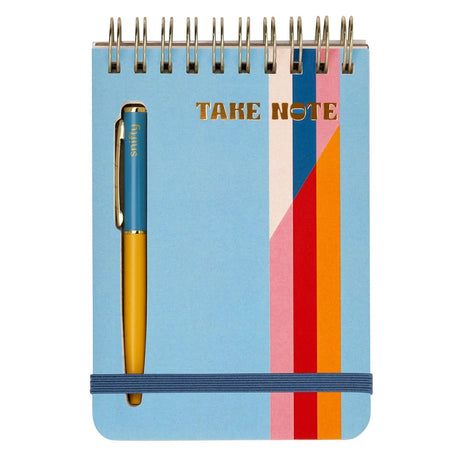 Take Note Notebook + Pen Set with blue spiral notebook and matching pen