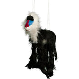 Marionette Large | Mandrill Monkey string puppet with vibrant face and fur, 26 inches tall, with tangle-free control bar strings.